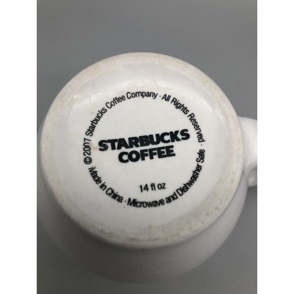 2007 Starbucks Coffee Ceramic Mug Cup White Mermaid Logo 14 Fl Oz Cleaned 4”Tall - Picture 5 of 10